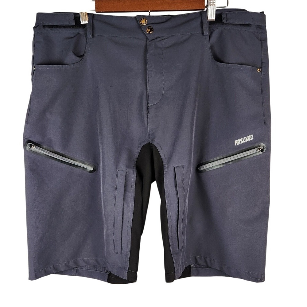 Arsuxeo Mens Mountain‎ Bike Shorts Gray XL MTB Cycling Adjustable Waist